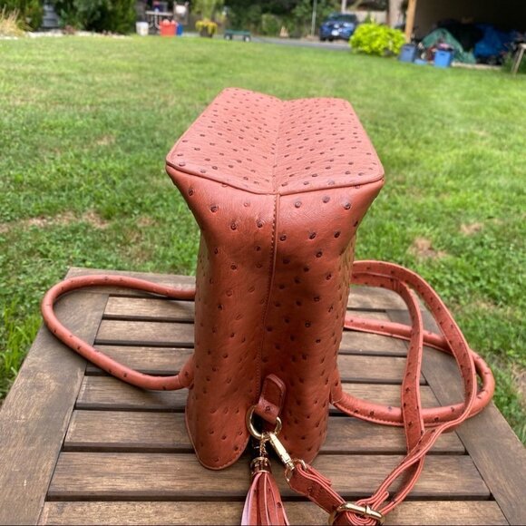 Grossi Burnt  Orange Textured Faux Leather Handbag - Picture 11 of 14